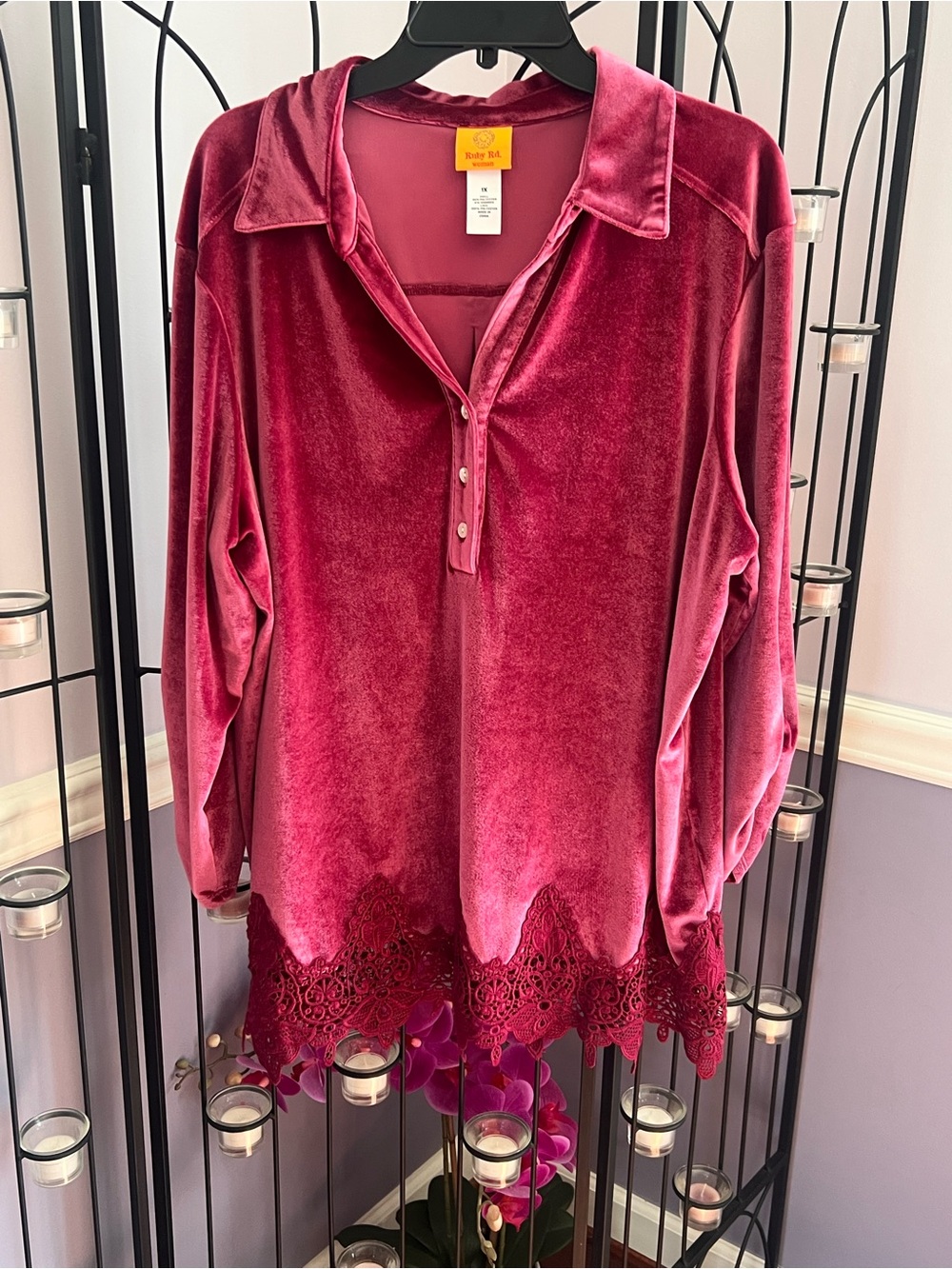 Ruby Rd. Velvet Tunic in Berry
